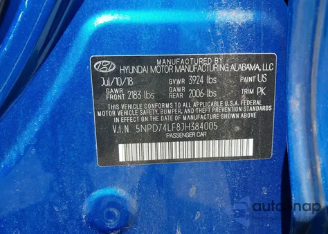 2018 Hyundai Elantra Se из США, поврежденный, VIN 5NPD74LF8JH384005